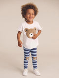 Furry Hux Bear Blue Stripe Leggings