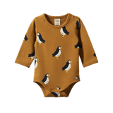 L/S Stretch Jersey Bodysuit | Puffin Toffee Print