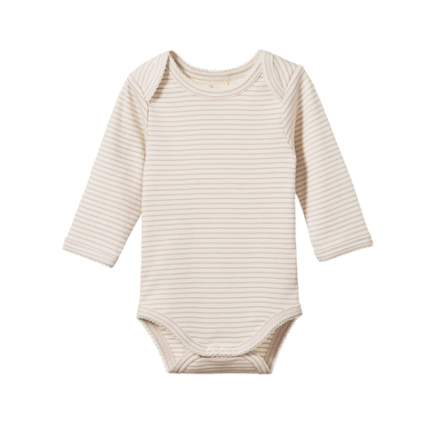 L/S Bodysuit | Lilac Pinstripe