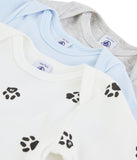 L/S Bodysuit 3pk | Pale Blue/Grey/Paw Print