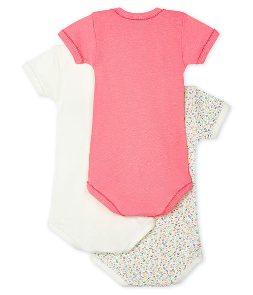 S/S Bodysuit 3pk | White/Floral/Watermelon