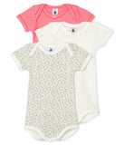 S/S Bodysuit 3pk | White/Floral/Watermelon