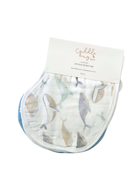 Burp Cloth/Bib | Whales & Blue