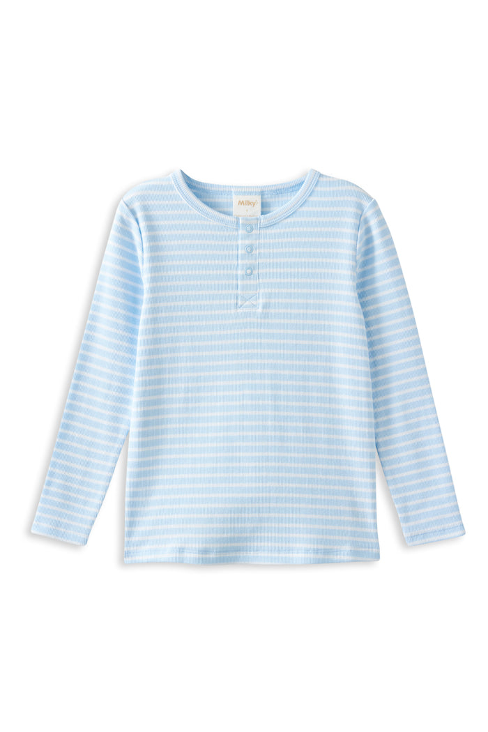 Mist Stripe Henley Tee