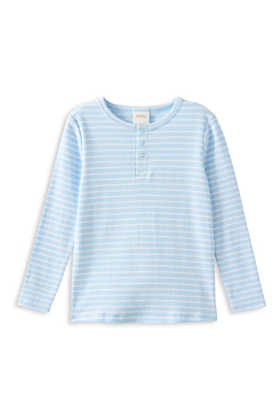 Mist Stripe Henley Tee