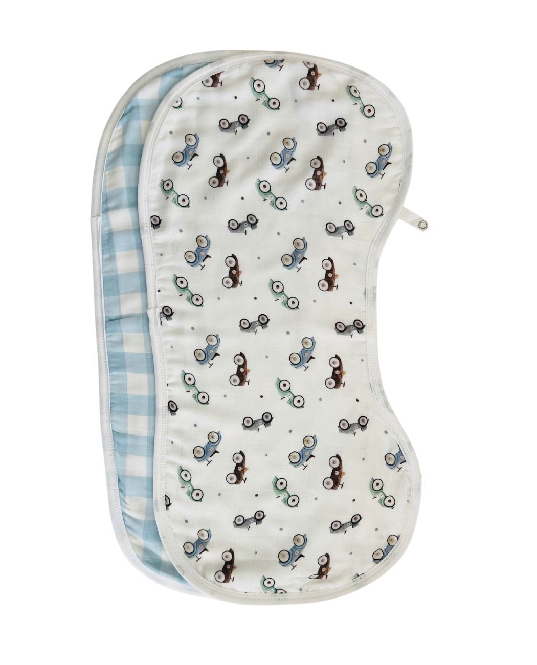 Burp Cloth/Bib | Cars & Blue Gingham