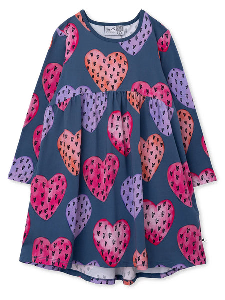 Hearts on Hearts Dress | Dark Blue