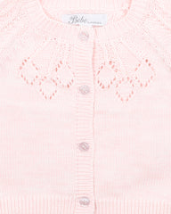 Ciara Needle Out Knitted Cardigan | Pink Marl