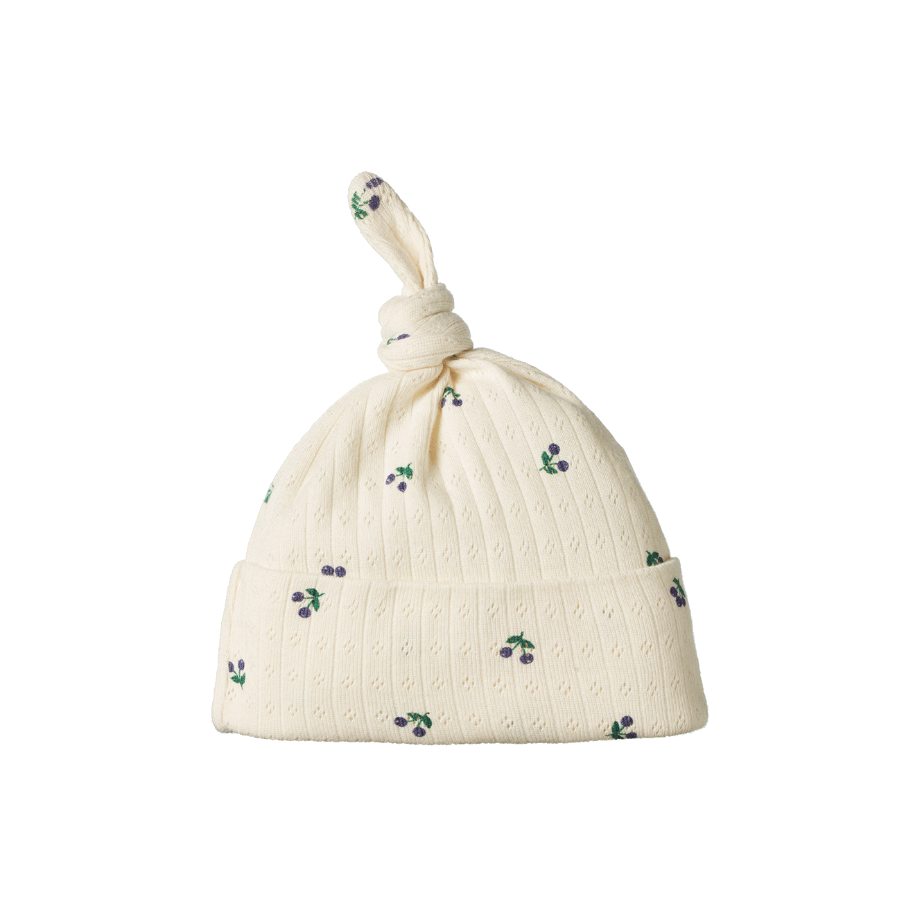 Knot Hat | Pointelle Winter Berry Print