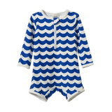 One Piece Bathing Trunks | Waves Blue Print