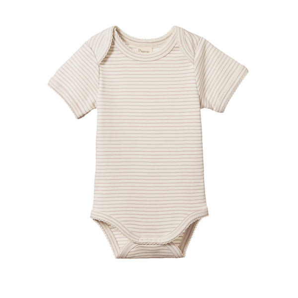 S/S Bodysuit | Lilac Pinstripe