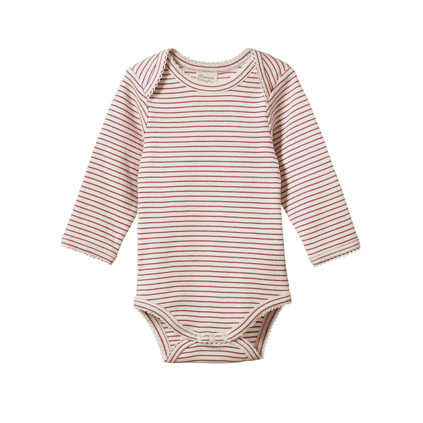 L/S Bodysuit | Rhubarb Pinstripe