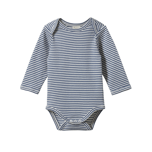 L/S Bodysuit | Vintage Indigo Stripe