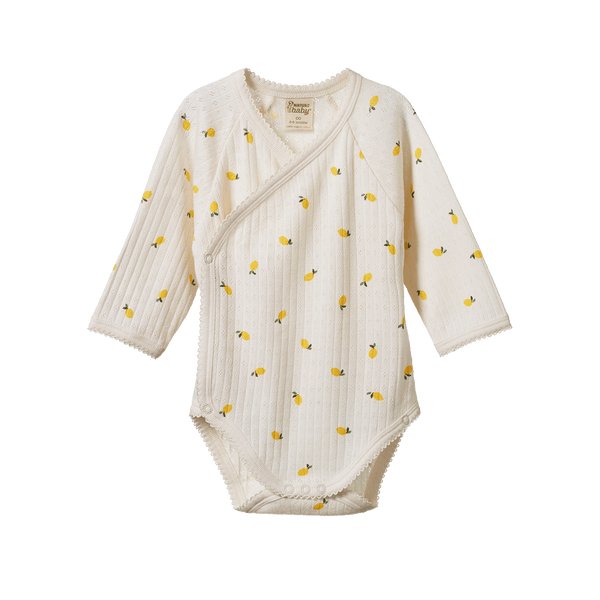 L/S Kimono Bodysuit | Pointelle Lemon Print