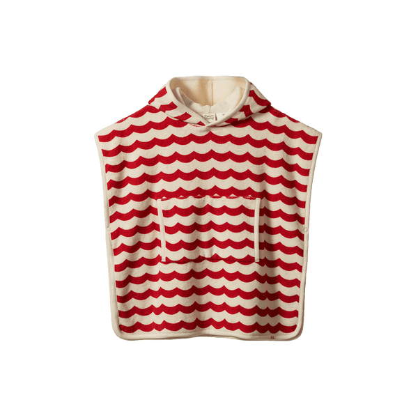 Poncho Towel | Waves Red Print
