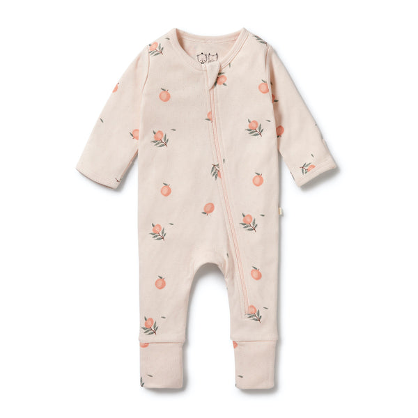 Peaches Pointelle Zipsuit w/Feet