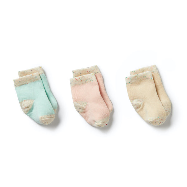 3 pack Baby Socks | Mint Green/Cream/Pink