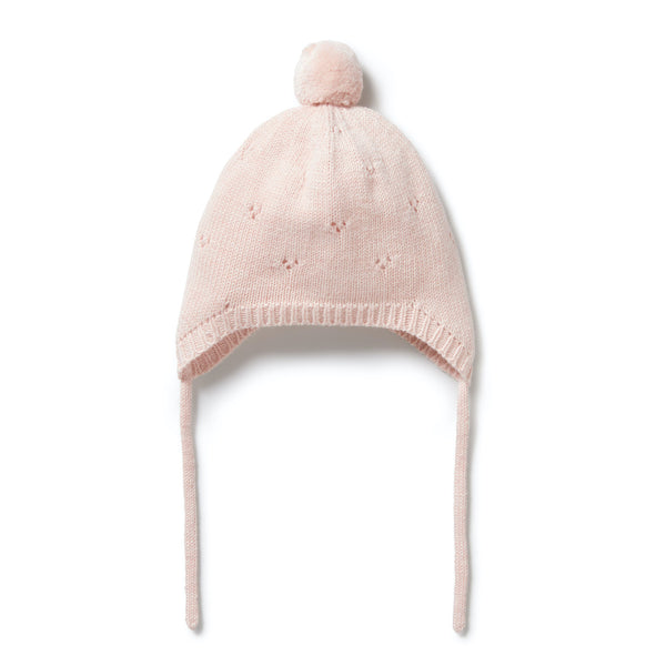 Knitted Pointelle Bonnet | Pink