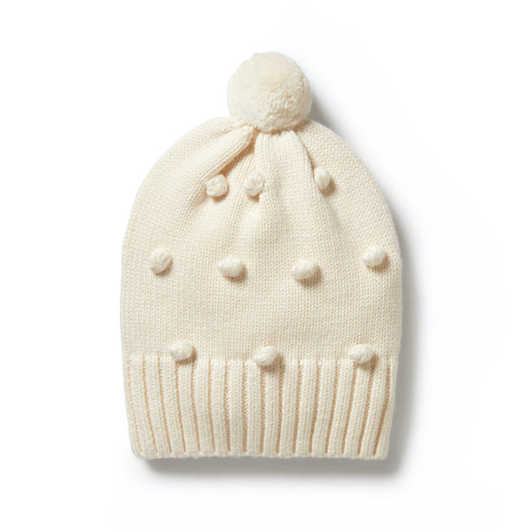 Knitted Bauble Hat | Ecru