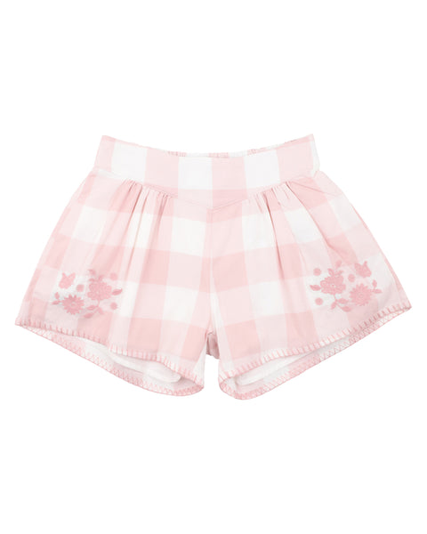 Lara Embroidered Check Shorts