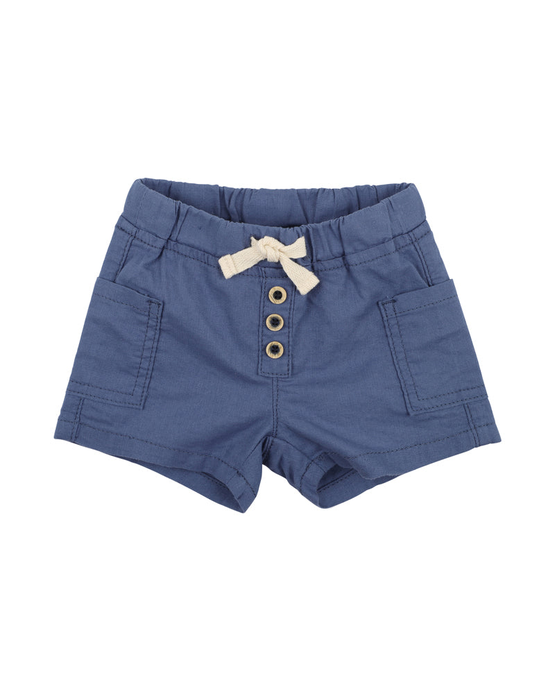 Kai Button Front Shorts | Mid Blue