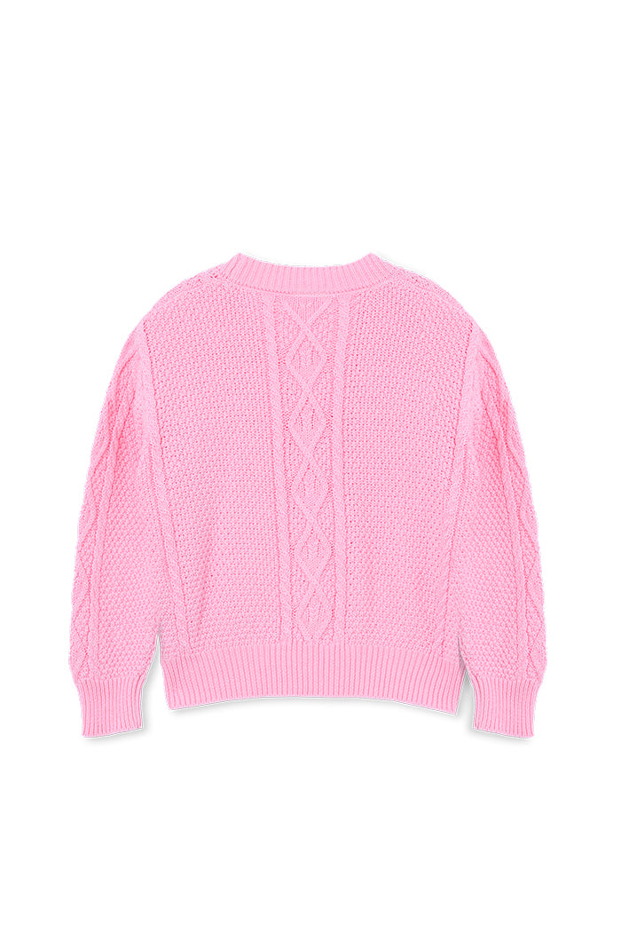 Pink Cable Knit Cardigan