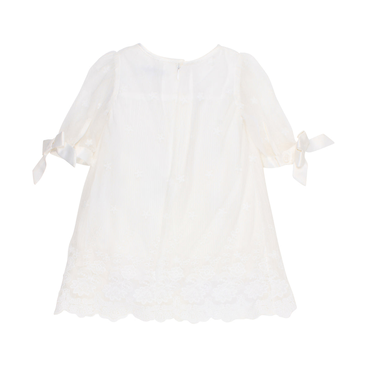 Pleated Lace Dress S/S | Ivory