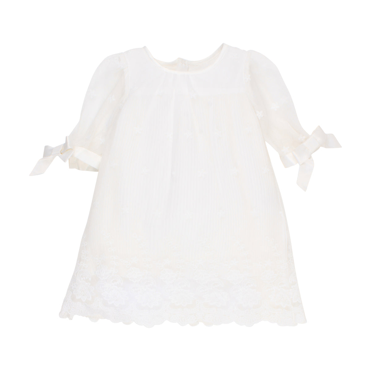 Pleated Lace Dress S/S | Ivory