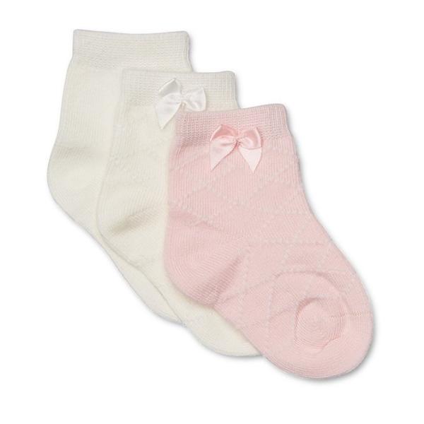 3 Pairs Socks | Diamond Pink/Cream