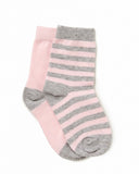 Socks 2 Pack | Pink + Pink/Grey Stripe