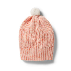 Knitted Rib Hat | Silver Peony Fleck