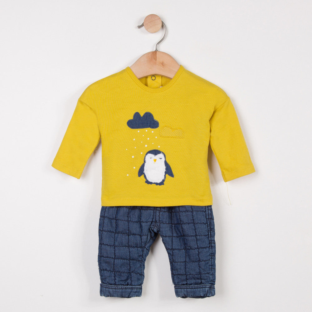 Penguin Tee and Chambray Knit Trousers